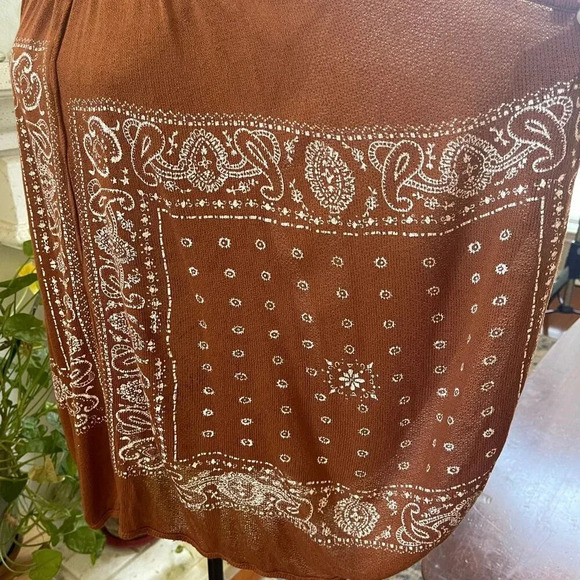 Free People Women's Top Small Brown Tunic SLeeveless Tie Back Bandana - Picture 5 of 14